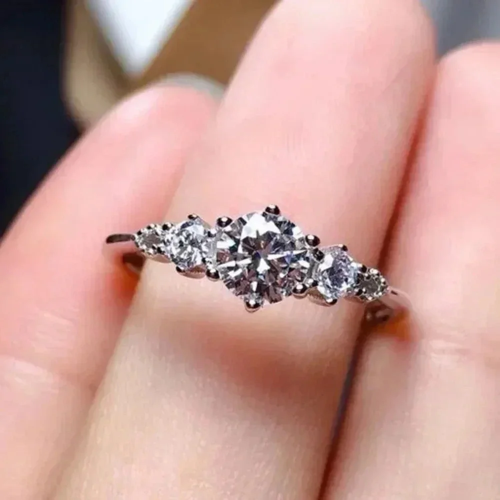 "Engagement Anillos Pure Round CZ Silver Plated Wedding Beautiful Ring,UNVN12063 - Picture 3 of 7